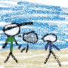 throw sand at little kids at the beach simulator